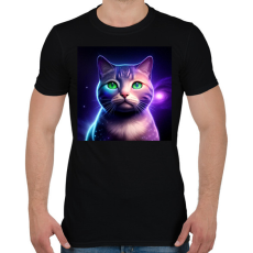 PRINTFASHION Galaxy Cat - Férfi póló - Fekete