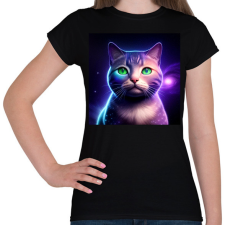 PRINTFASHION Galaxy Cat - Női póló - Fekete női póló