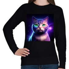 PRINTFASHION Galaxy Cat - Női pulóver - Fekete női pulóver, kardigán