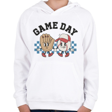 PRINTFASHION Game day - baseball - Gyerek kapucnis pulóver - Fehér