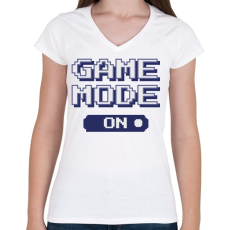 PRINTFASHION Game mode on - Női V-nyakú póló - Fehér