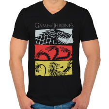 PRINTFASHION Game of Thrones - Férfi V-nyakú póló - Fekete férfi póló