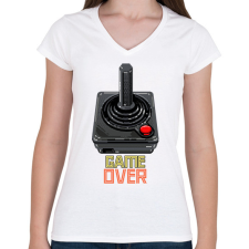 PRINTFASHION GAME OVER 2 - Női V-nyakú póló - Fehér női póló