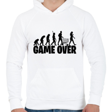 PRINTFASHION Game over evolúció fekete - Férfi kapucnis pulóver - Fehér férfi pulóver, kardigán