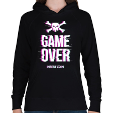 PRINTFASHION Game Over - Insert coin - Női kapucnis pulóver - Fekete női pulóver, kardigán