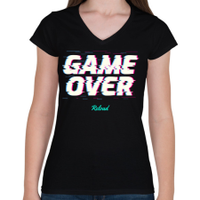 PRINTFASHION GAME OVER - Női V-nyakú póló - Fekete női póló