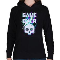 PRINTFASHION Game Over (sötét) - Női kapucnis pulóver - Fekete