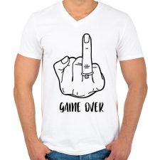 PRINTFASHION Game OVER - vicces lánybúcsú / legénybúcsú póló felirat - Férfi V-nyakú póló - Fehér férfi pulóver, kardigán