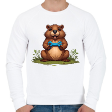 PRINTFASHION gamer bober - Férfi pulóver - Fehér férfi pulóver, kardigán