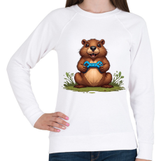PRINTFASHION gamer bober - Női pulóver - Fehér