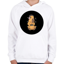 PRINTFASHION Gamer capybara - Gyerek kapucnis pulóver - Fehér gyerek pulóver, kardigán