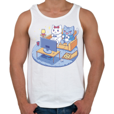 PRINTFASHION Gamer cica pár - Férfi atléta - Fehér atléta, trikó