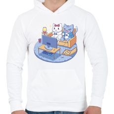 PRINTFASHION Gamer cica pár - Férfi kapucnis pulóver - Fehér