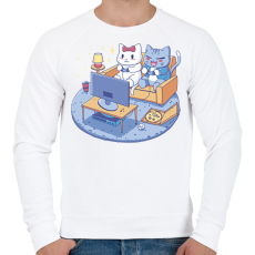 PRINTFASHION Gamer cica pár - Férfi pulóver - Fehér