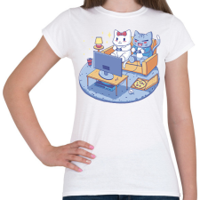 PRINTFASHION Gamer cica pár - Női póló - Fehér női póló