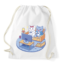 PRINTFASHION Gamer cica pár - Sportzsák, Tornazsák - Fehér tornazsák