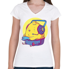 PRINTFASHION Gamer csirke - Női V-nyakú póló - Fehér