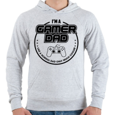 PRINTFASHION Gamer Dad - Férfi kapucnis pulóver - Sport szürke