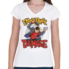 PRINTFASHION Gamer dühkitörés érzelmi károsult - Női V-nyakú póló - Fehér