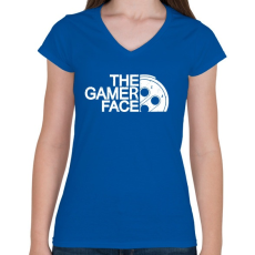 PRINTFASHION Gamer Face - Női V-nyakú póló - Királykék
