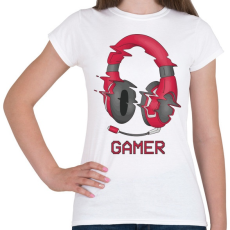 PRINTFASHION Gamer fejhallgató - Női póló - Fehér