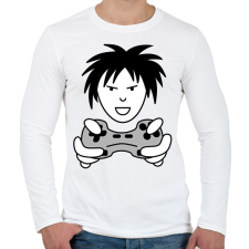 PRINTFASHION Gamer - Férfi hosszú ujjú póló - Fehér férfi póló