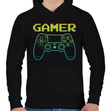 PRINTFASHION GAMER - Férfi kapucnis pulóver - Fekete férfi pulóver, kardigán