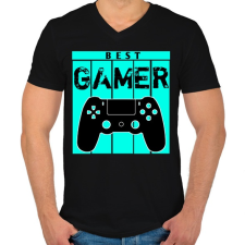 PRINTFASHION Gamer  - Férfi V-nyakú póló - Fekete férfi póló