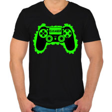 PRINTFASHION Gamer - Férfi V-nyakú póló - Fekete férfi póló