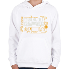 PRINTFASHION Gamer - Gyerek kapucnis pulóver - Fehér gyerek pulóver, kardigán