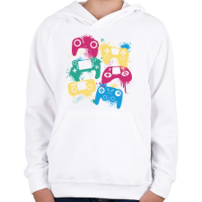 PRINTFASHION Gamer - Gyerek kapucnis pulóver - Fehér gyerek pulóver, kardigán