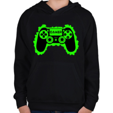 PRINTFASHION Gamer - Gyerek kapucnis pulóver - Fekete gyerek pulóver, kardigán
