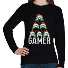 PRINTFASHION gamer karácsonyfa - Női pulóver - Fekete női pulóver, kardigán