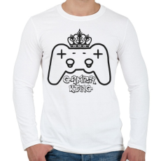 PRINTFASHION Gamer king - Férfi hosszú ujjú póló - Fehér