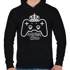 PRINTFASHION Gamer king - Férfi kapucnis pulóver - Fekete