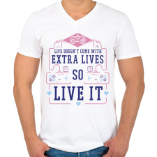 PRINTFASHION Gamer life - Férfi V-nyakú póló - Fehér férfi póló