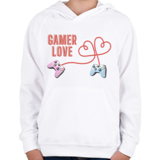 PRINTFASHION Gamer Love - Gyerek kapucnis pulóver - Fehér