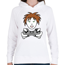 PRINTFASHION Gamer - Női kapucnis pulóver - Fehér női pulóver, kardigán