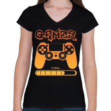 PRINTFASHION Gamer - Női V-nyakú póló - Fekete női póló