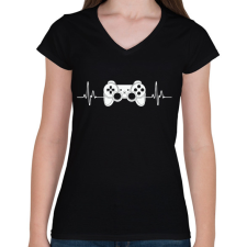 PRINTFASHION gamer - Női V-nyakú póló - Fekete női póló
