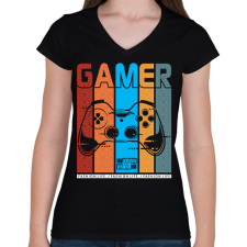 PRINTFASHION gamer - Női V-nyakú póló - Fekete női póló