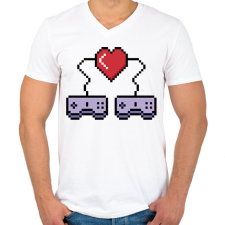 PRINTFASHION Gamer pár - Férfi V-nyakú póló - Fehér férfi póló