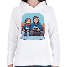 PRINTFASHION Gamer pár - Női kapucnis pulóver - Fehér