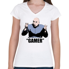 PRINTFASHION Gamer póló - Dr. Genya - Női V-nyakú póló - Fehér