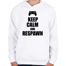 PRINTFASHION Gamer respawn - Gyerek kapucnis pulóver - Fehér gyerek pulóver, kardigán
