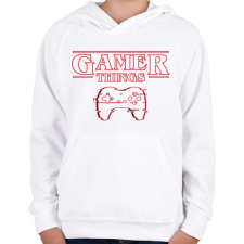 PRINTFASHION Gamer Things - Gyerek kapucnis pulóver - Fehér gyerek pulóver, kardigán