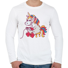 PRINTFASHION Gamer unikornis - Férfi hosszú ujjú póló - Fehér férfi póló