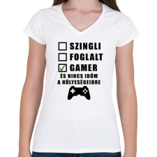 PRINTFASHION Gamer vagyok - Női V-nyakú póló - Fehér női póló