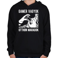 PRINTFASHION Gamer vagyok, otthon maradok - Gyerek kapucnis pulóver - Fekete gyerek pulóver, kardigán