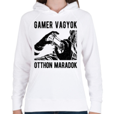 PRINTFASHION Gamer vagyok, otthon maradok - Női kapucnis pulóver - Fehér női pulóver, kardigán